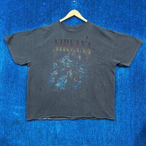Nirvana Mtv Unplugged Oversize Distressed Grunge Band Tee OS